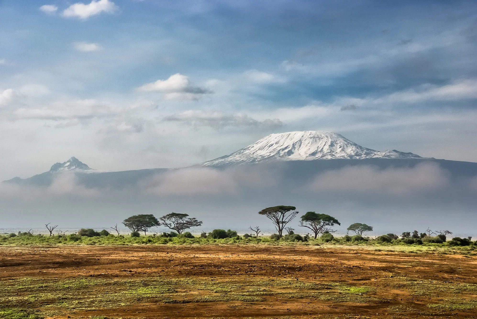 Kilimanjaro seen across the Amboseli plains in Kenya