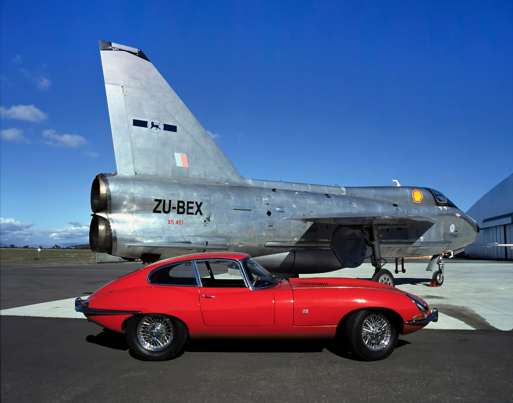 British Engineering -- BAC English Electric Lightning T5 and Jaguar at Thunder City , Cape Town, South Africa.