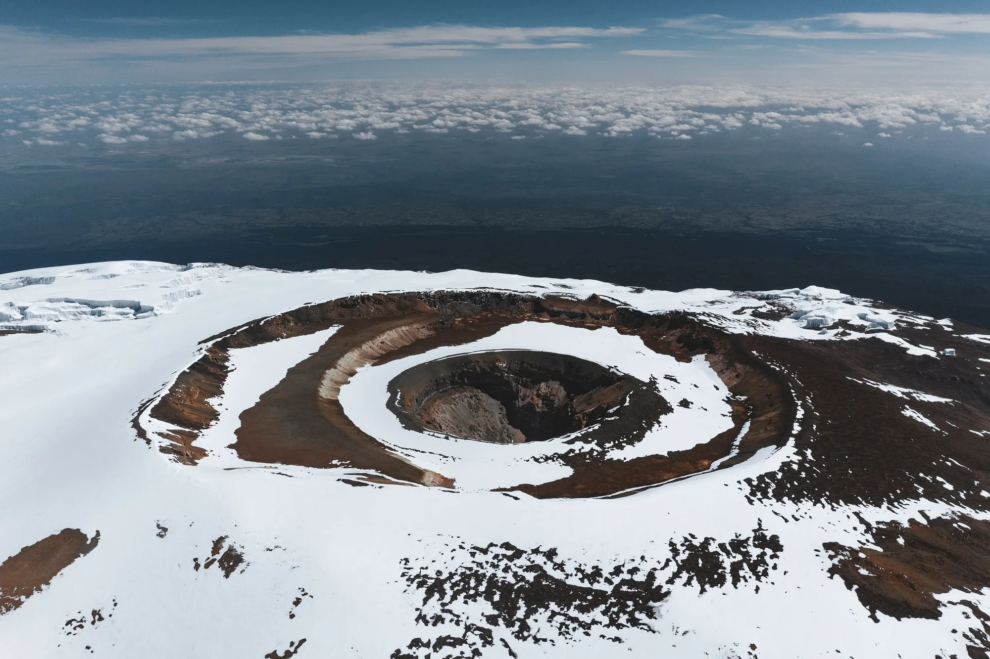 View of the Reusch Crater near the summit of Mount Kilimanjaro, Tanzania.