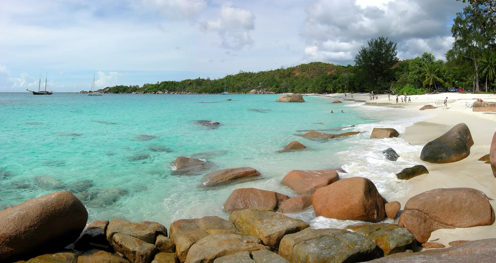 The spectacular beach of Anse Lazio on the island of Praslin , Seychelles