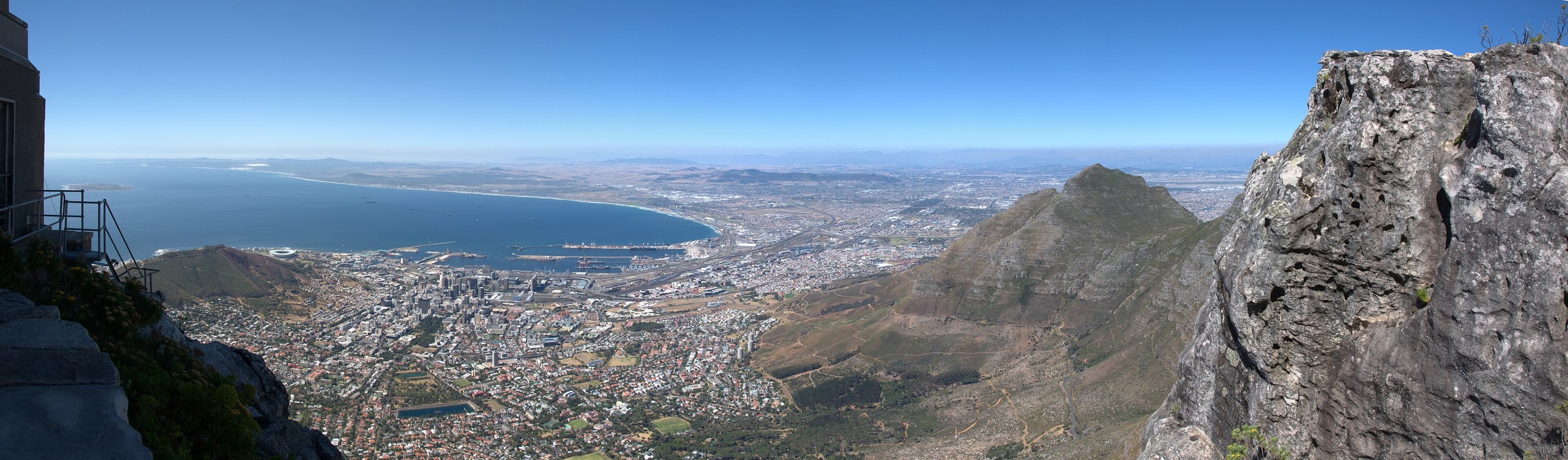 South Africa , view of Cape Town from the top of table mountain.