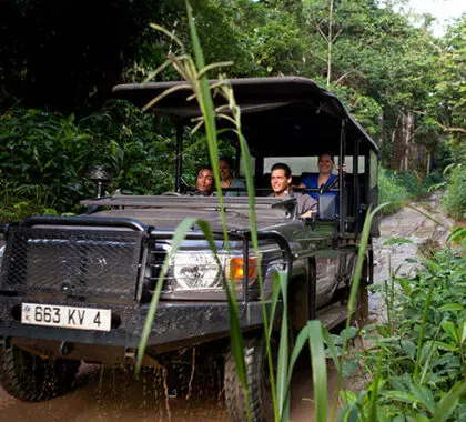 A safari vehicle in the Congo