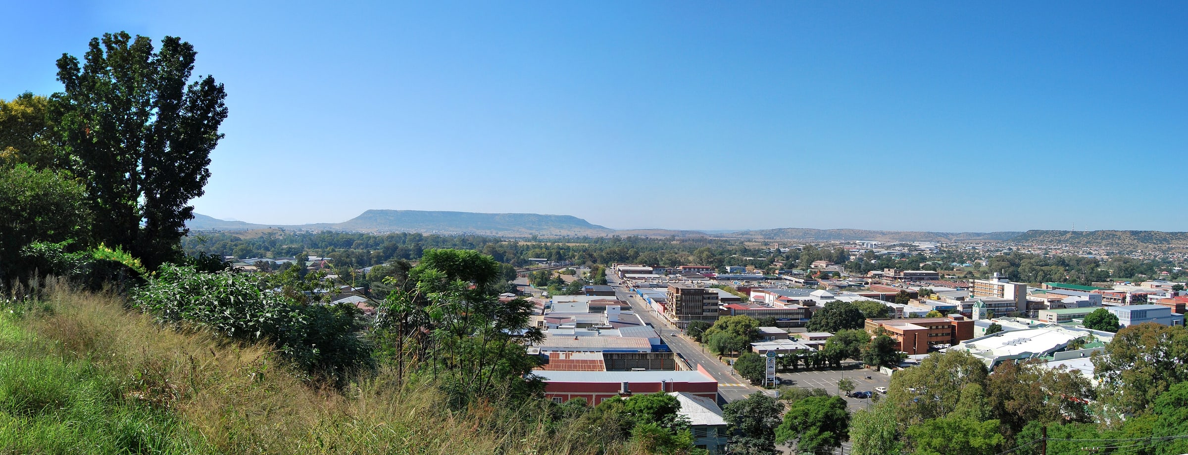 This is a View of Ladysmith KwaZulu-Natal South Africa from a hill above the city.