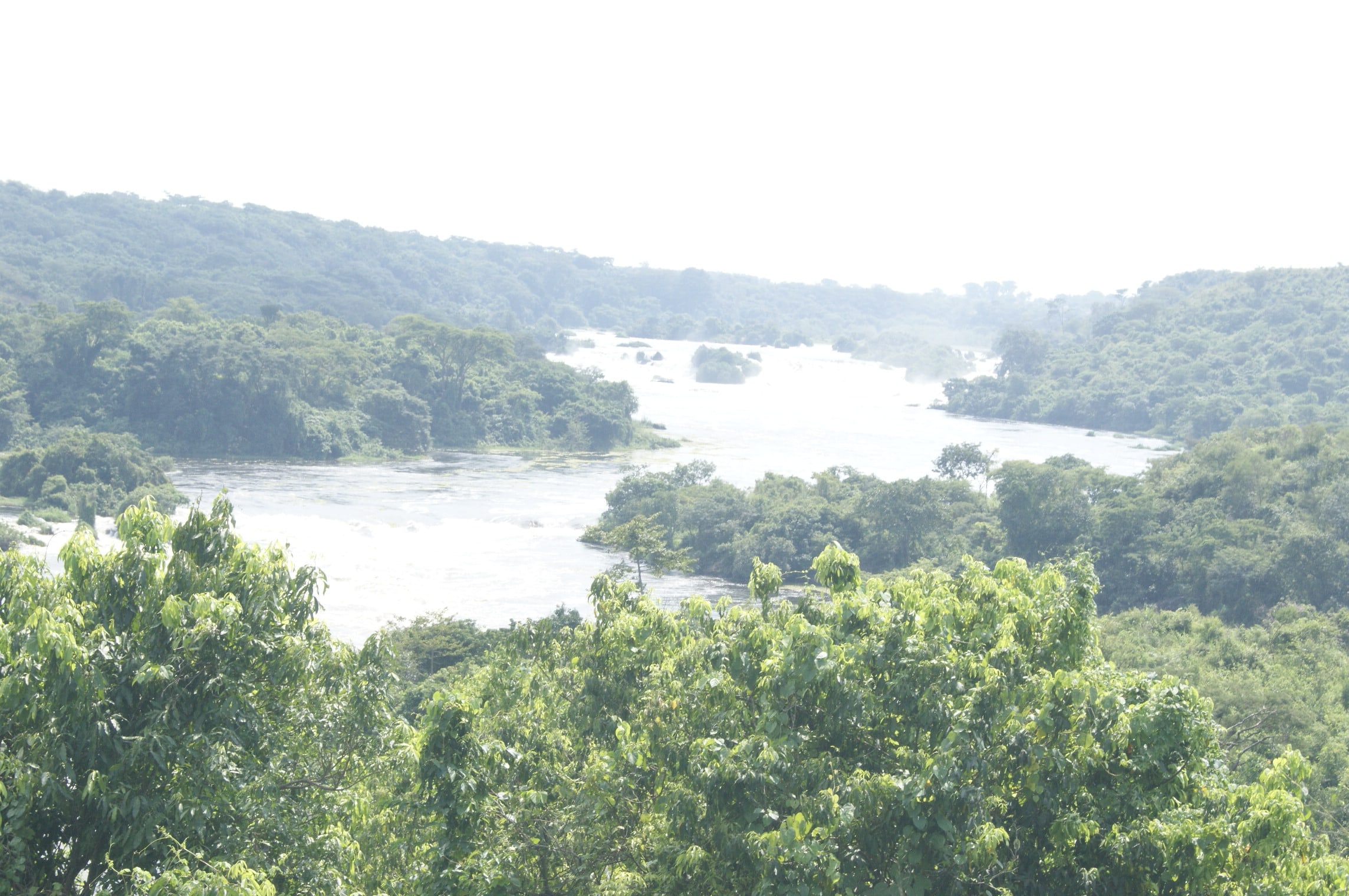 a view of Murchison falls water rushing downstream
