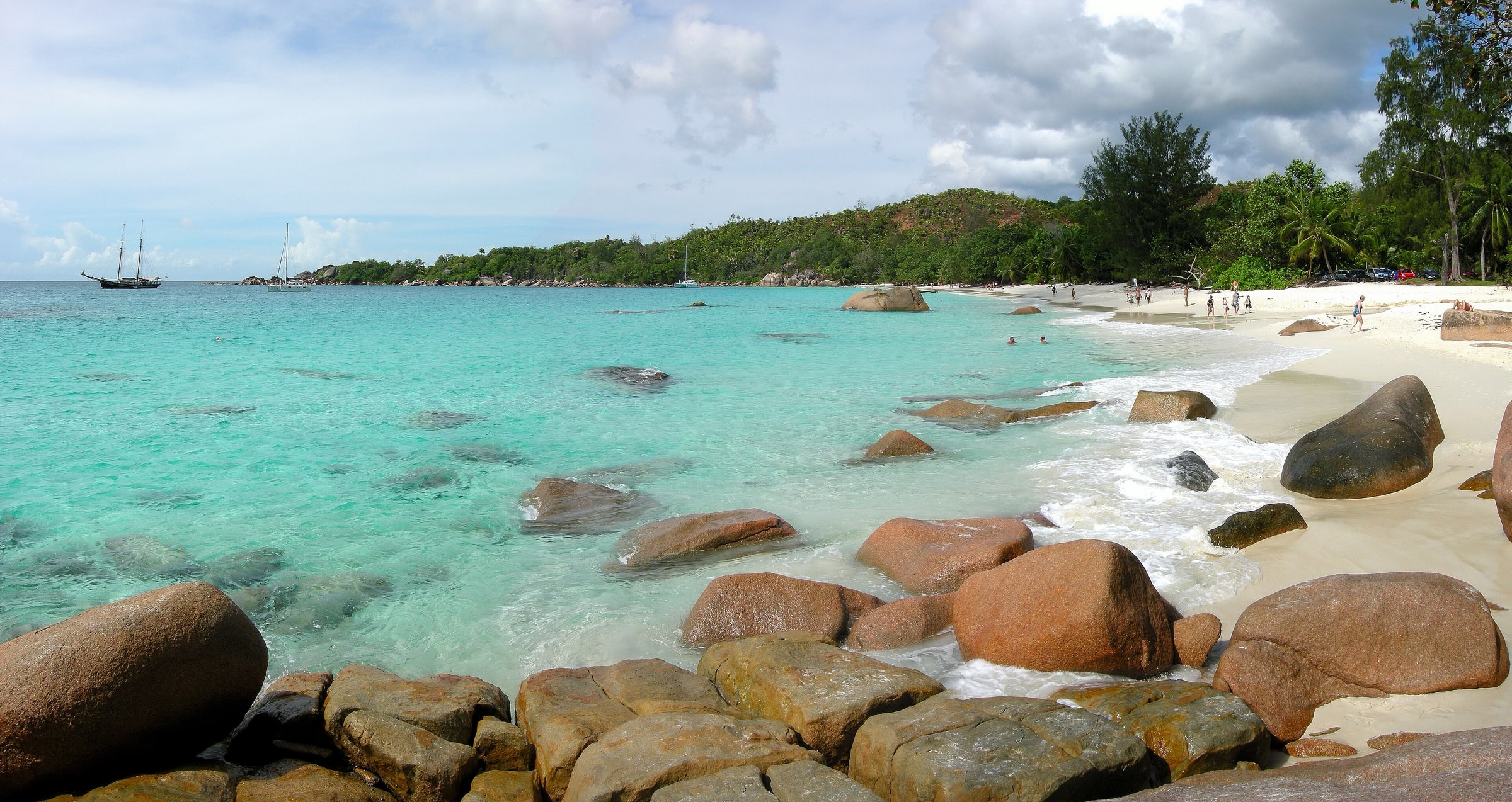 The spectacular beach of Anse Lazio on the island of Praslin , Seychelles
