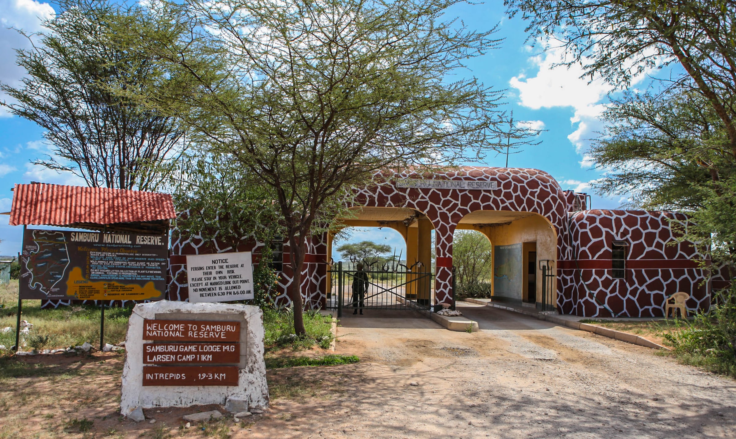 An entrance to Samburu National Reserve, Kenya.