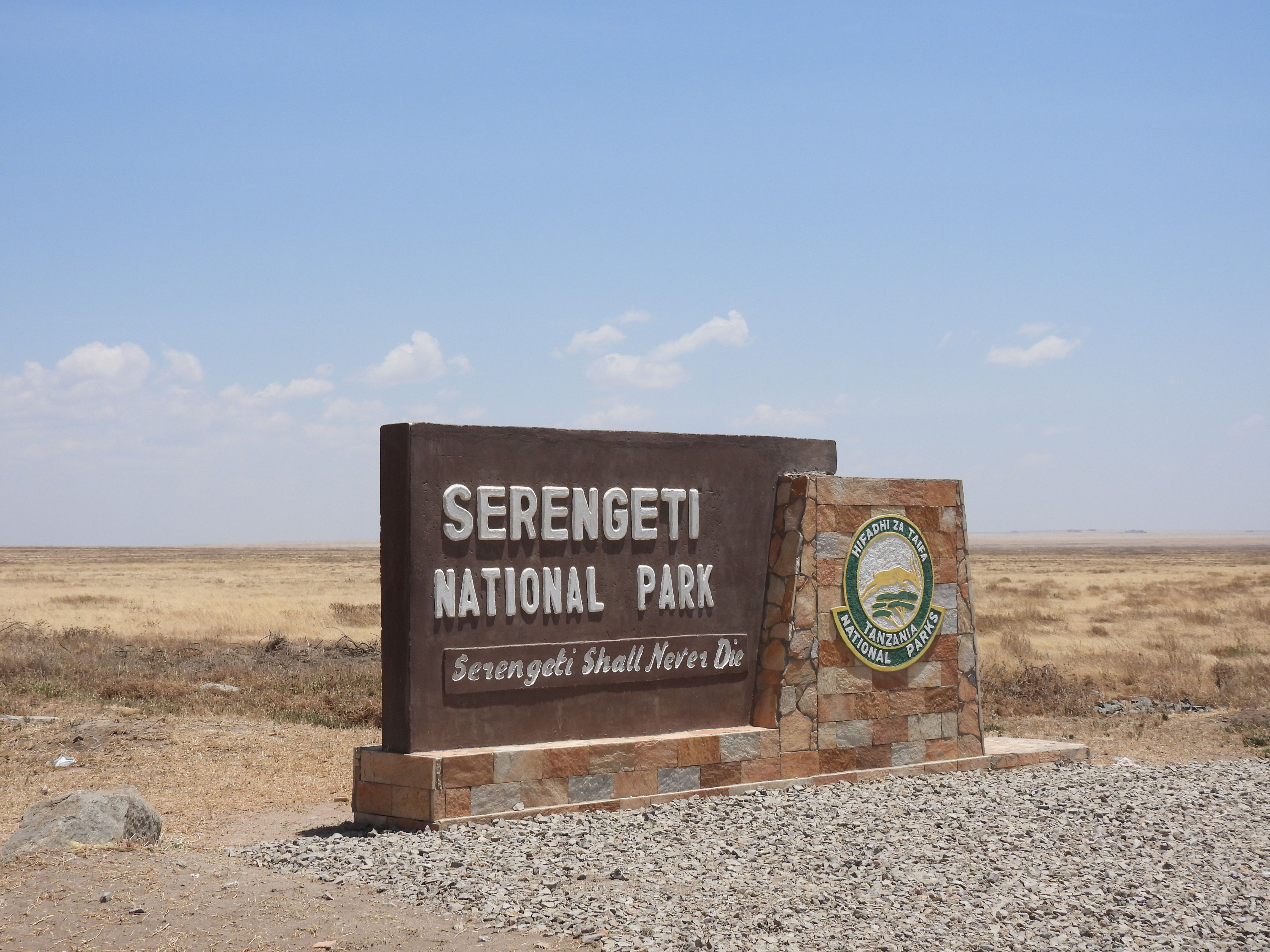 The entrance sign to Serengeti National Park