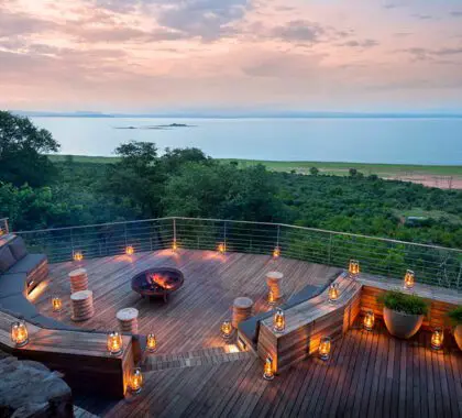 The sunset deck at Bumi Hills Safari Lodge, Lake Kariba, Zimbabwe