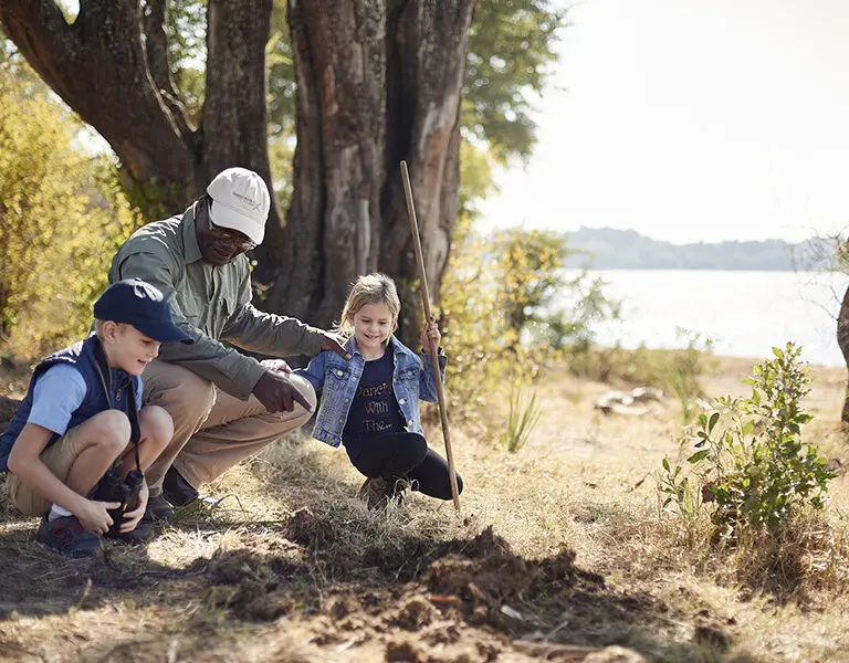 Victoria Falls River Lodge kids on safari. family friendly