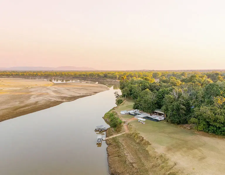 TimeTide Chinzombo Zambia South Luangwa main lodge aerial view