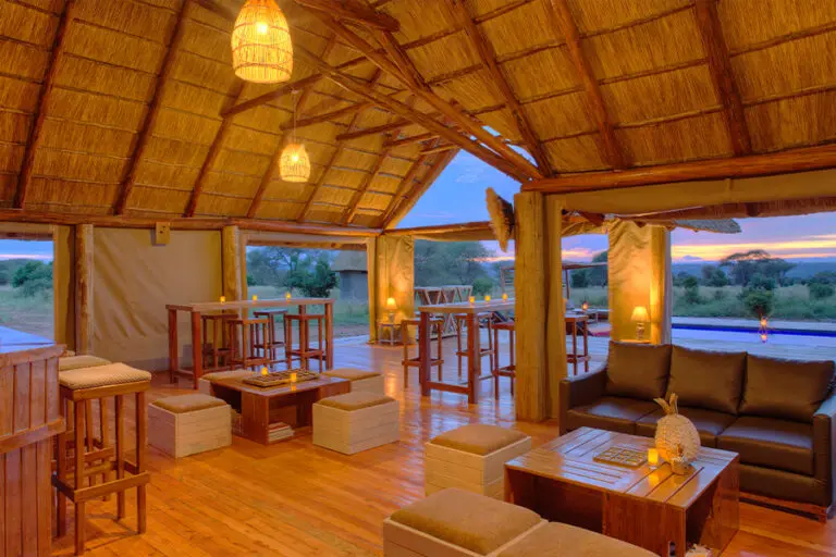 Tarangire Ndovu Tented Lodge Lounge bar and pool area