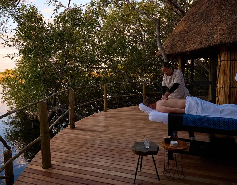 Nxamaseri Island Lodge massage on the spa deck