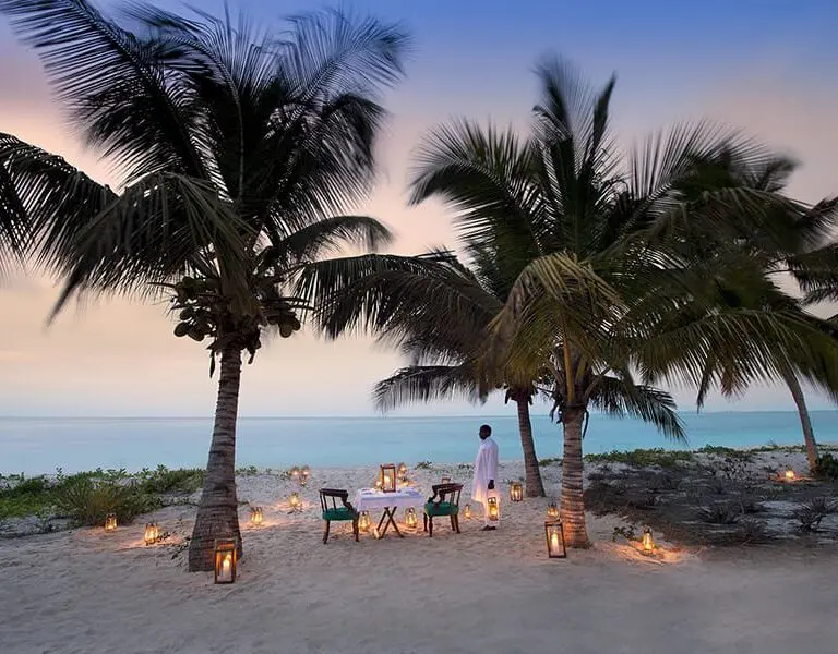 Benguerra Island Lodge andBeyond Mozambique private dining on the beach