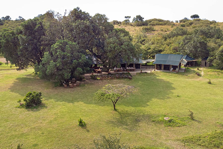 Kicheche Mara Camp from above, under the trees in Mara North