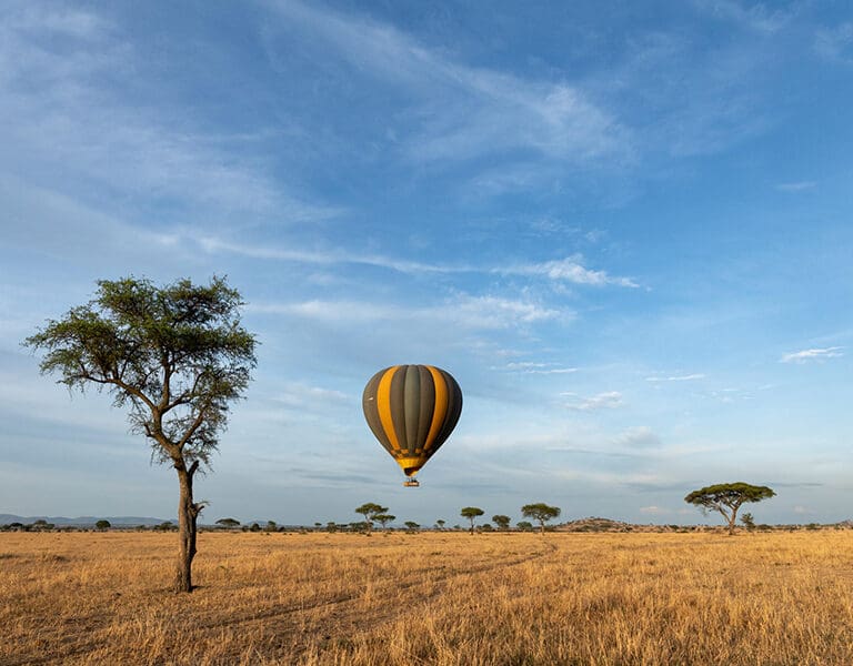 Singita Sasakwa Lodge activities hot air balloon in flight