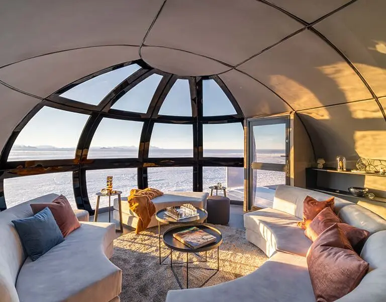 Echo base Antarctica White Desert lounge pod