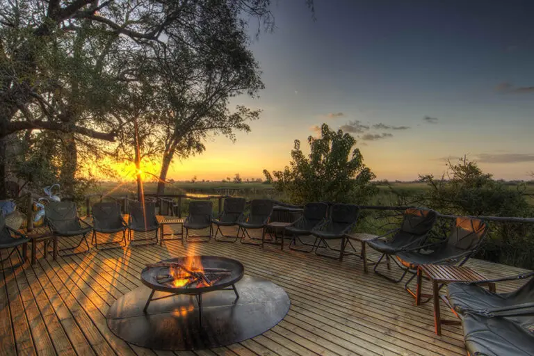 Camp Okuti Fire deck sunset
