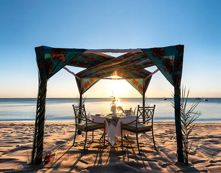 Anantara Bazaruto Island Resort Restaurant Dining By Design Beach Sunset
