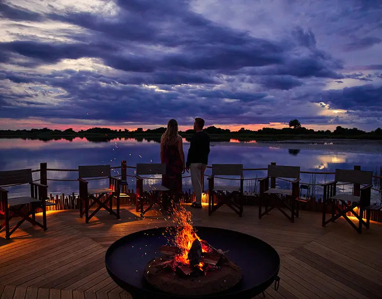 Xugana Island Lodge Desert Delta Safaris Botswana Okavango Delta Overwater Fire Deck