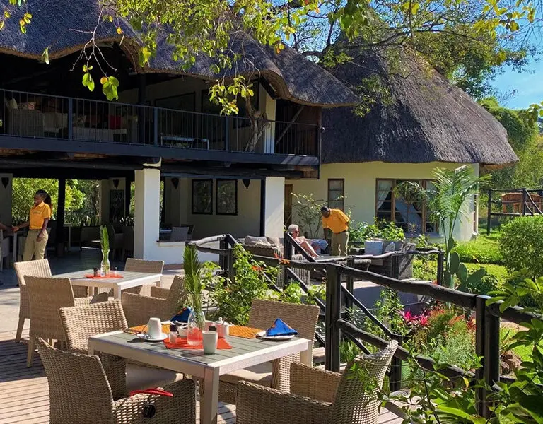 Waterberry Zambezi Lodge lounge dining terrace and upstairs viewing lounge
