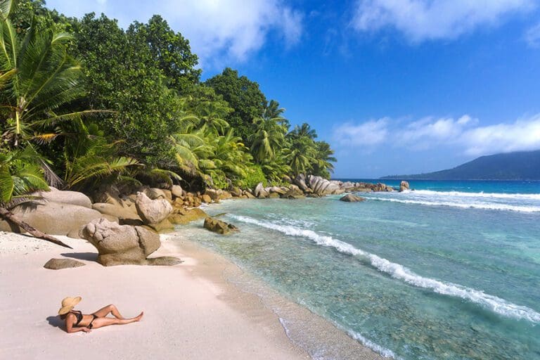 Six Senses Beach Grand Anse Guest relaxing