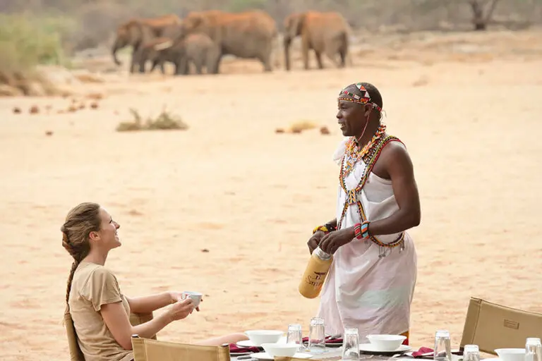 Saruni Rhino Breakfast with the eles
