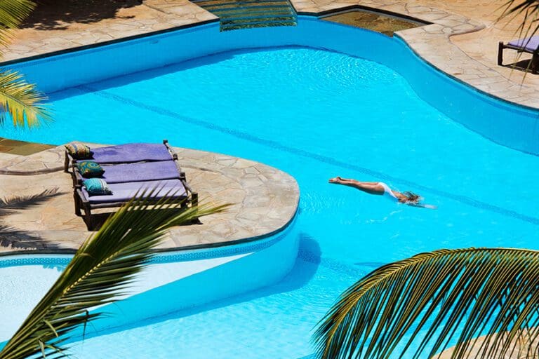 Kinondo Kwetu Hotel Plunge into the pool Galu Beach Diani Beach Kenya