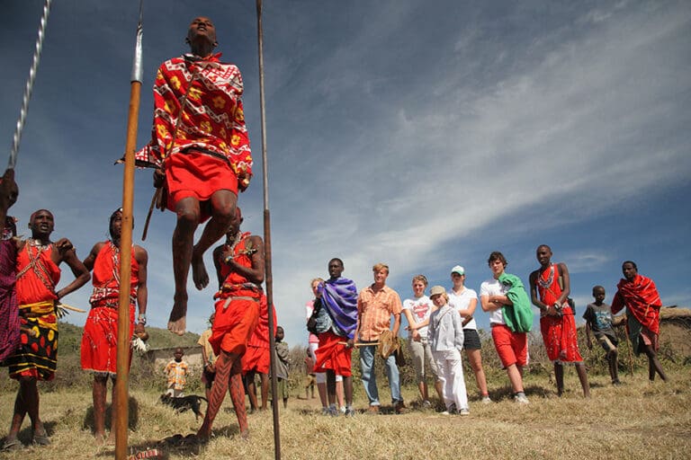Saruni Mara Maasai warriors jumping