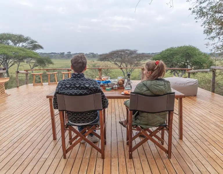 Olivers Camp Breakfast for two on the deck