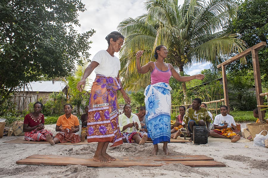 A community visit with Malagasy song and dance near Masoala