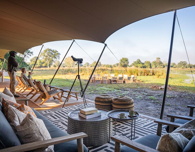 GORONGOSA SAFARIS Chicari Camp Main Area Spotting wildlife on the pan