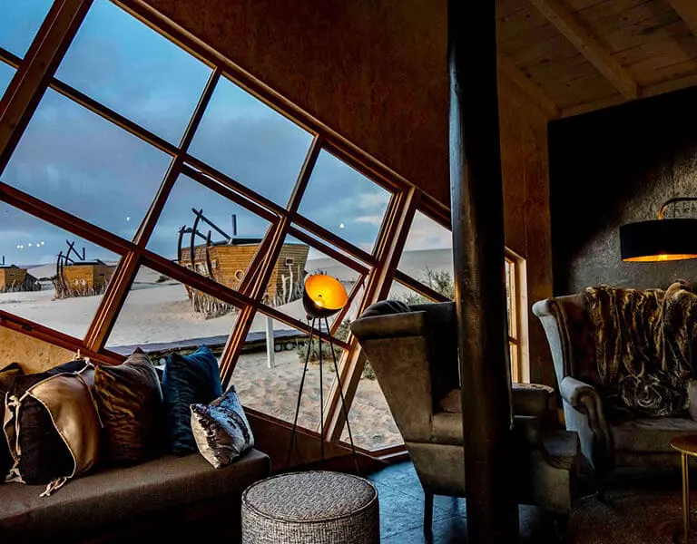 Cabins from the main lounge shipwreck lodge