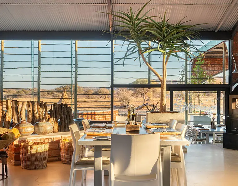 Okonjima Plains Camp Namibia interior main lodge 1