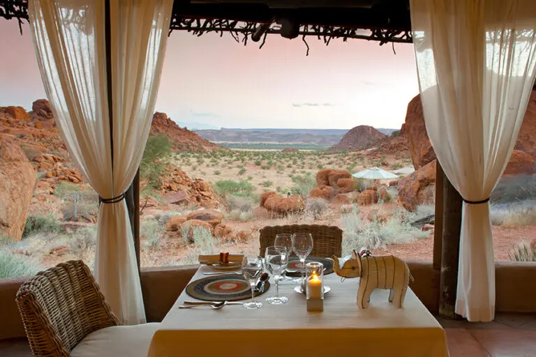 Mowani mountain camp dining with a view
