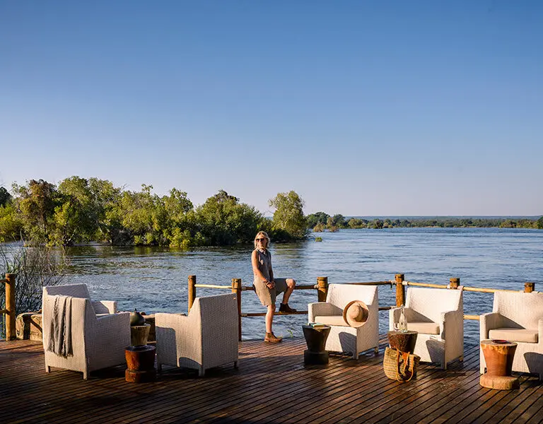 Sussi Chuma an AK Sanctuary Victoria Falls Zambia deck lounge
