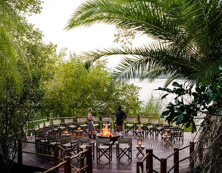 Sussi Chuma an AK Sanctuary Victoria Falls Zambia boma deck