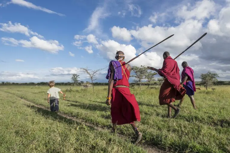 Porini Rhino Camp walk with masaai