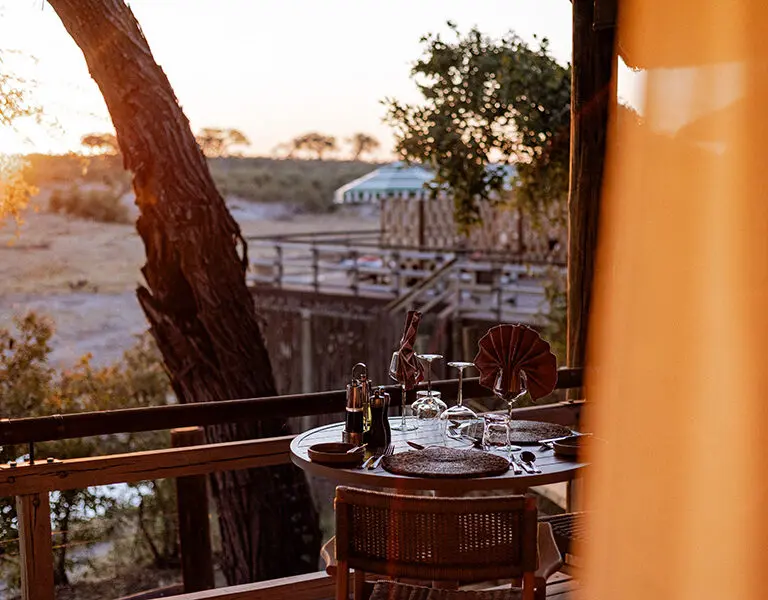 Belmond Savute Elephant Lodge Chobe NP Savute Channels Botswana dining on the deck