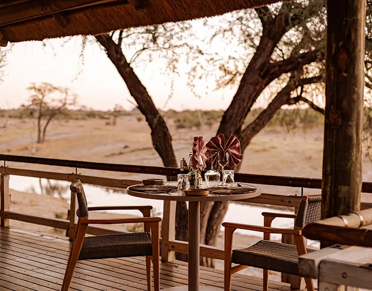 Belmond Savute Elephant Lodge Chobe NP Savute Channels Botswana dine on the deck