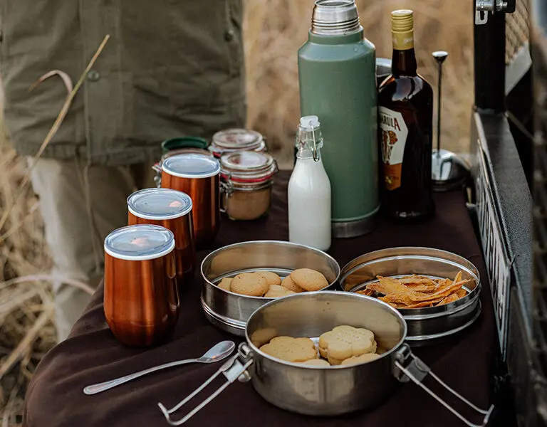 Belmond Savute Elephant Lodge Chobe NP Savute Channels Botswana AM coffee stop on game drive