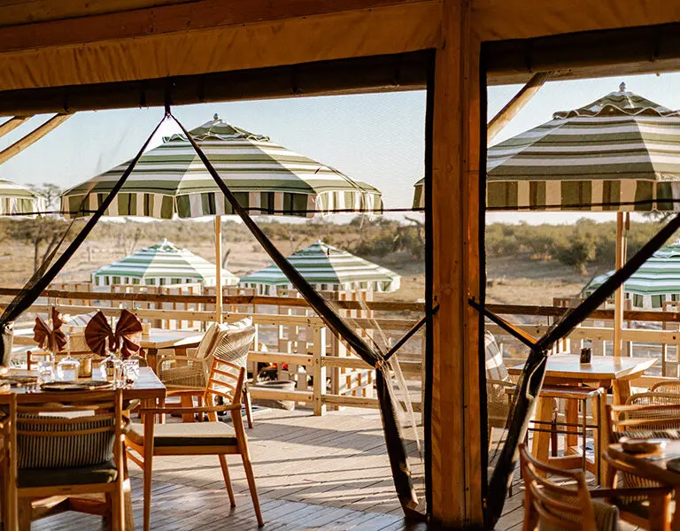 Belmond Savute Elephant Lodge Chobe NP Savute Channels Botswana dining and deck view