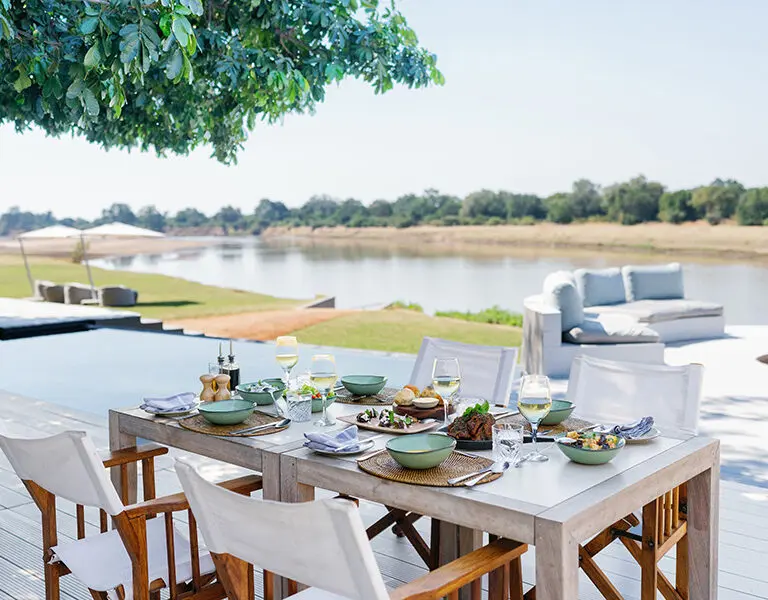 TimeTide Chinzombo Zambia South Luangwa lunch on the deck