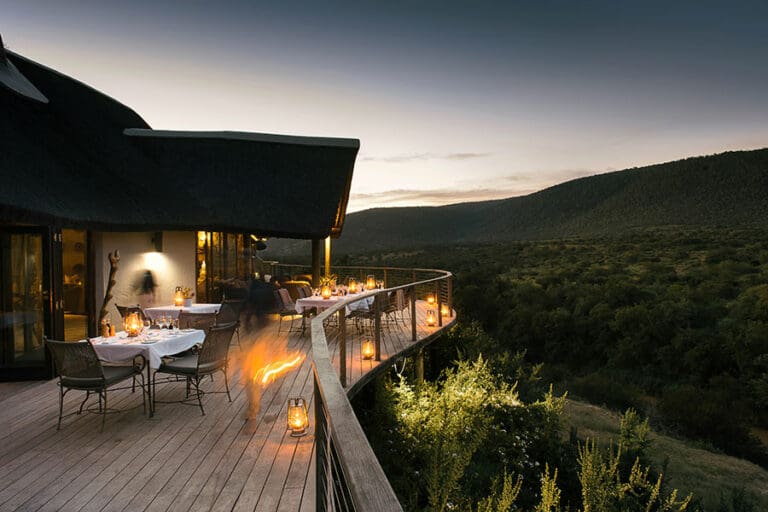 Dine with a view of Kwandwe Private Game Reserve in South Africa