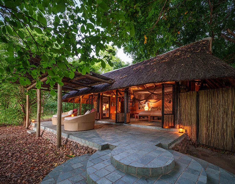 Kapamba chalet veranda and room