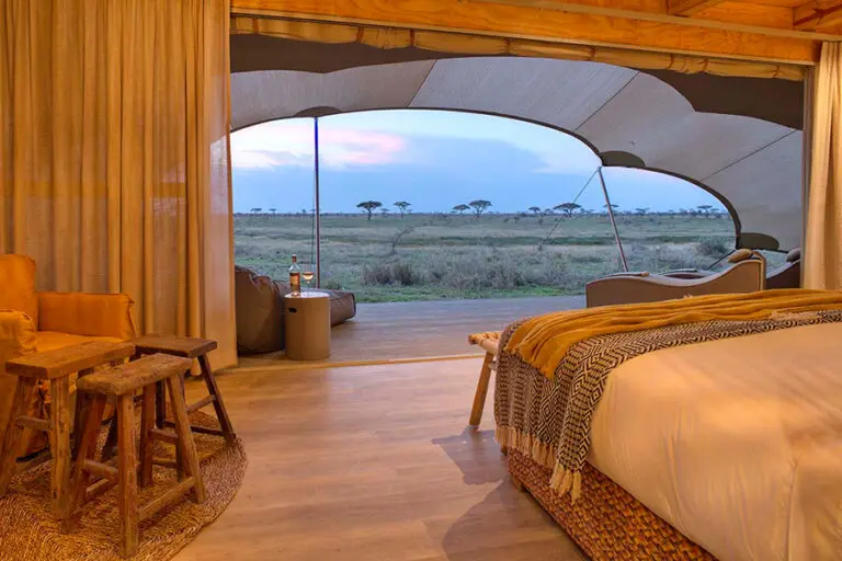 Wetu namiri plains tent interior with guest nook