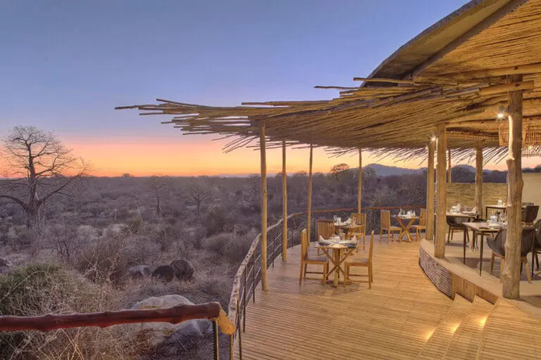 Jabali Ridge Dining room overlooking the baobab forest