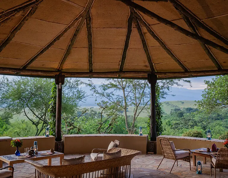 Kyambura Gorge Lodge main area view