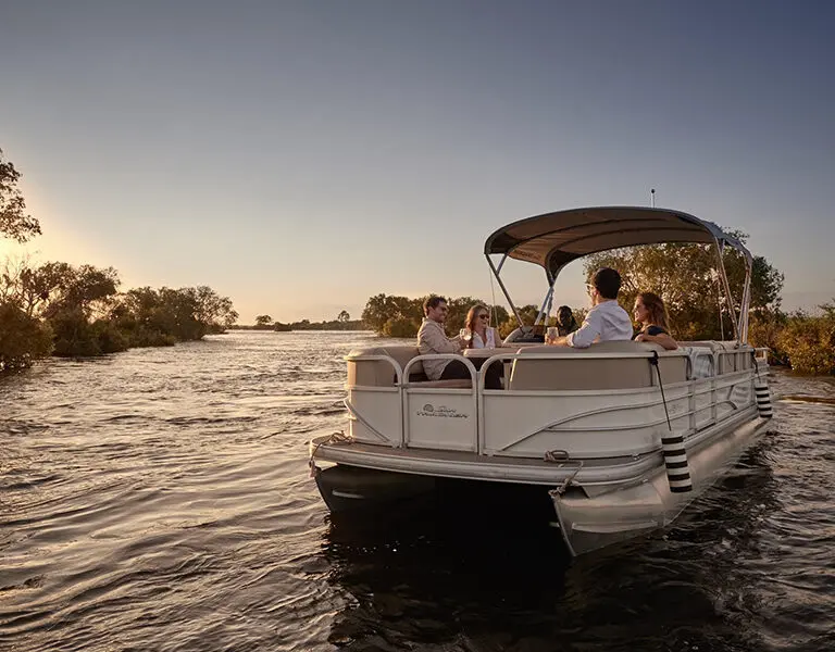 Victoria falls island lodge boat river activities sundowners