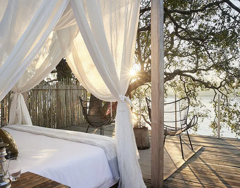 Victoria Falls River Lodge Island Treehouse Suites Starbed Treehouse Suite upstairs starbed
