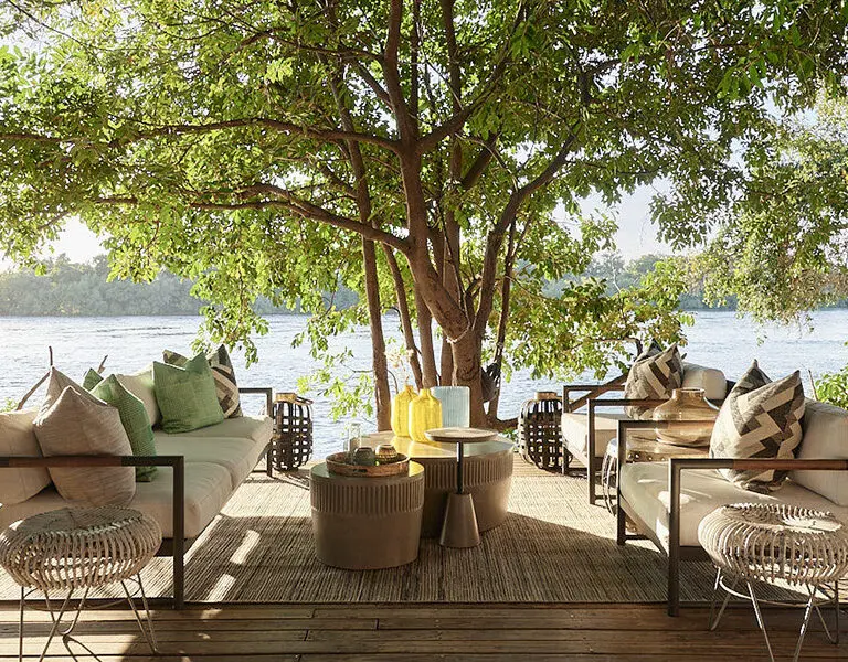 Victoria Falls River Lodge Island Treehouse Suites main communal lounge and deck